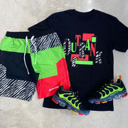 Personalized printing casual men's short-sleeved suit