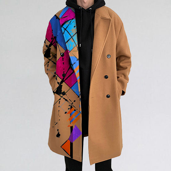 Casual art graffiti long noble luxury commuter coat jacket