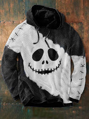 Men's Waffle Long Sleeve Contrast Print Hoodies