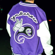 Casual Butterfly Skull Rugby Baseball Jacket