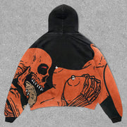 Trendy Personalized Print Skull Casual Hoodie