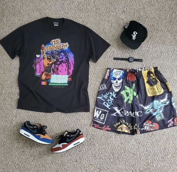 Street Skull Print Short Sleeve Shorts Set