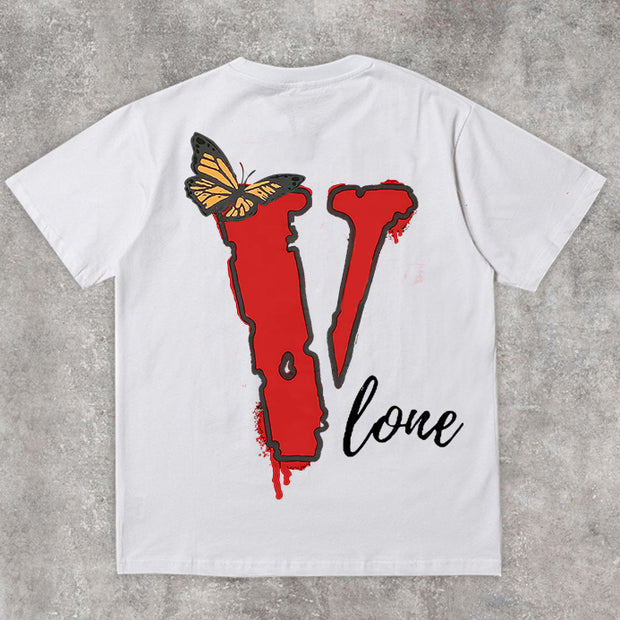 Trendy Brand Print Casual Retro Short Sleeve T-Shirt