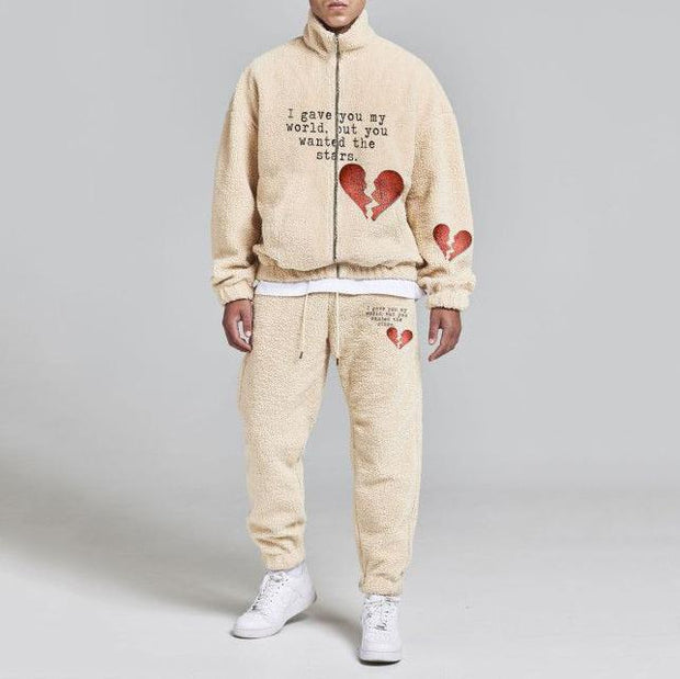 Fashionable fleece trousers with personalized letter pattern