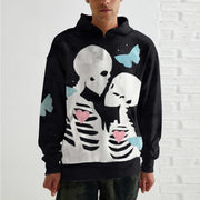 Personalized men's butterfly print street style skull hoodie