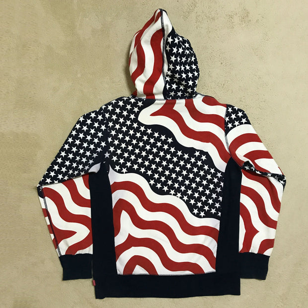 Wave stripes print trendy hoodie