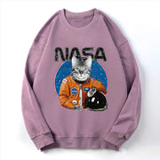 Astronaut long-sleeved bottoming shirt loose round neck Korean fashion printing tide men and women same version couple sweatshirt