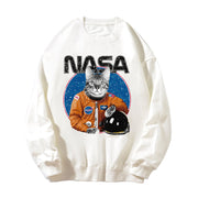 Astronaut long-sleeved bottoming shirt loose round neck Korean fashion printing tide men and women same version couple sweatshirt