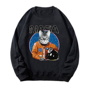 Astronaut long-sleeved bottoming shirt loose round neck Korean fashion printing tide men and women same version couple sweatshirt