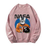 Astronaut long-sleeved bottoming shirt loose round neck Korean fashion printing tide men and women same version couple sweatshirt