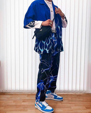 Retro lightning print slacks