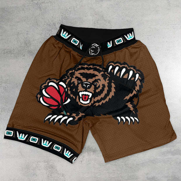 Grizzly Design Print Sports Sports Retro Shorts