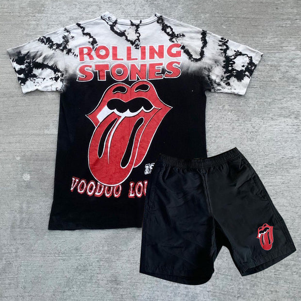 Personalized short sleeve big tongue print suit