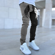 Wings pattern stitching contrast color street style overalls