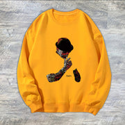 Casual portrait print crew neck long sleeve sweatshirt