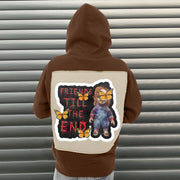 Cartoon patch cut design pattern casual hoodie