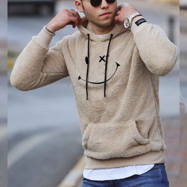 Printed warm winter men's hoody