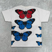 Butterfly Skull Graphic Print Short Sleeve T-Shirt