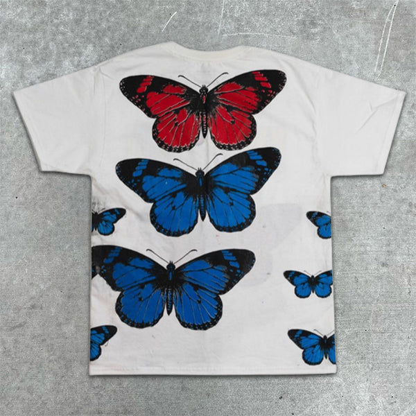 Butterfly Skull Graphic Print Short Sleeve T-Shirt