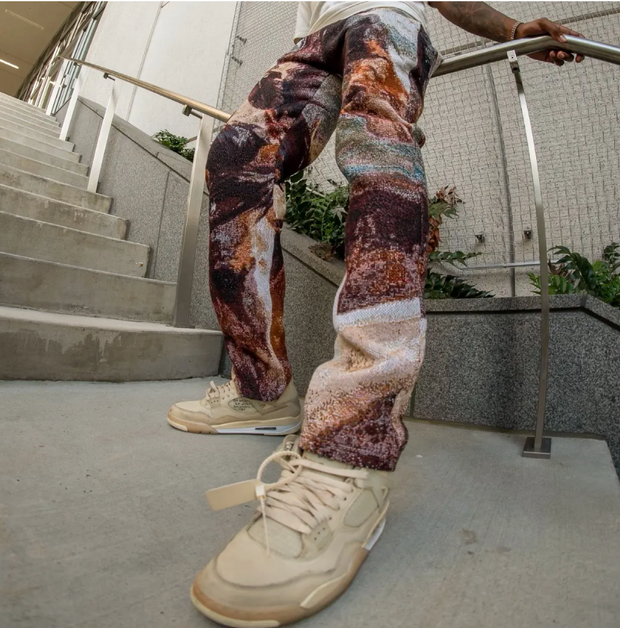 Fashion Vintage Print Casual Trousers