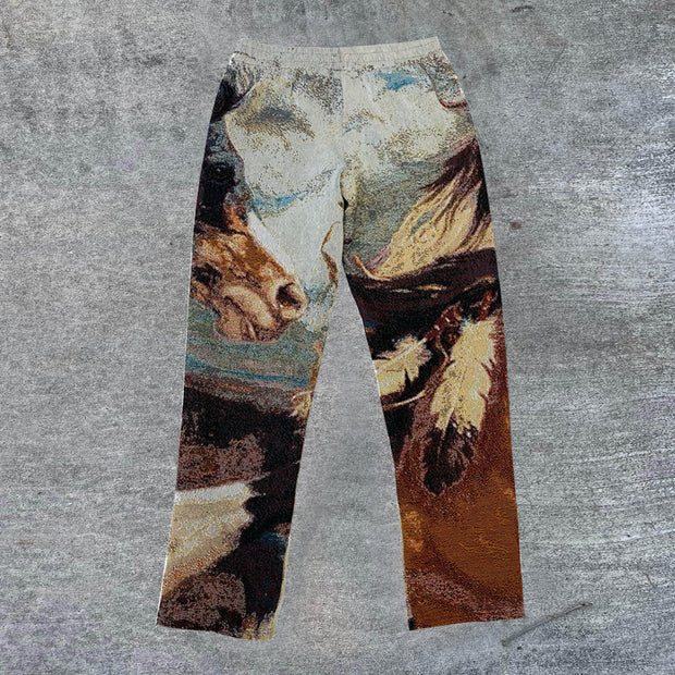 Fashion Vintage Print Casual Trousers
