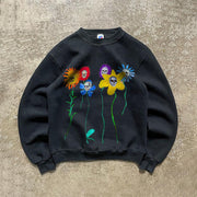 Colored Skull Art Crew Neck Hoodie