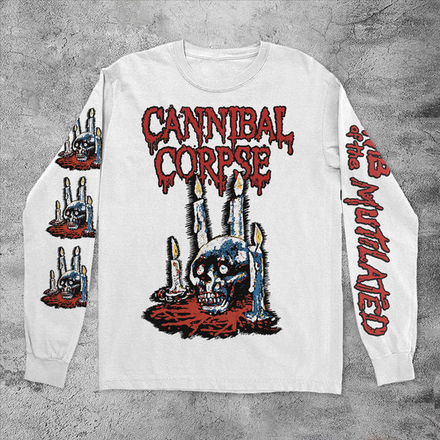 Casual retro candle skull long sleeve shirt