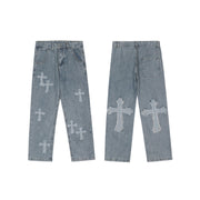 Cross Patch Hip Hop Jeans Straight Loose Trousers
