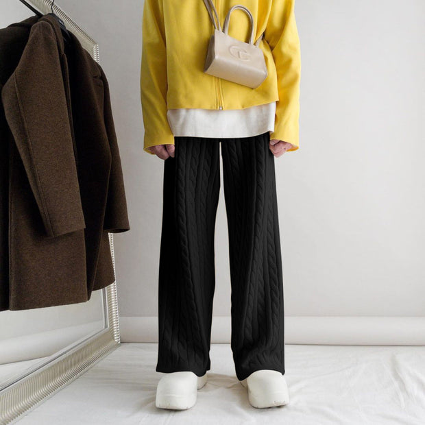 Street style loose fashion solid color twist knit casual pants