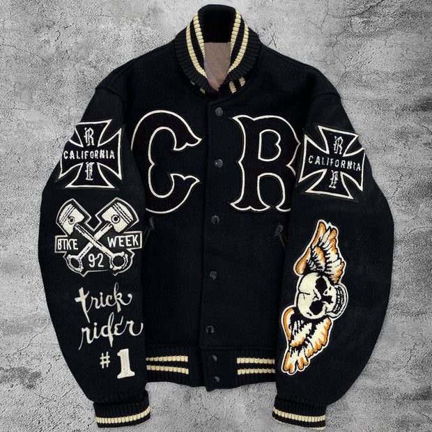 Casual retro motorcycle rugby baseball jacket