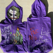 statement street clown print full zip hoodie