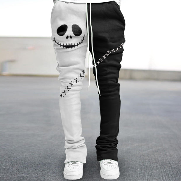 Funny color contrast print fashion street trousers