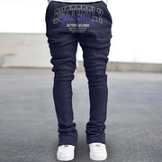 Trendy printed straight-leg street style sweatpants