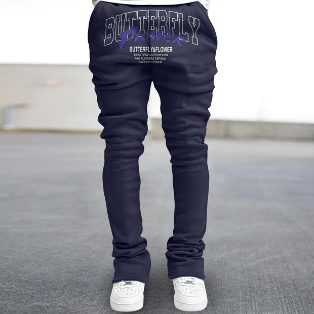 Trendy printed straight-leg street style sweatpants