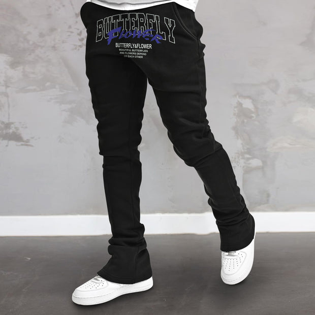 Trendy printed straight-leg street style sweatpants