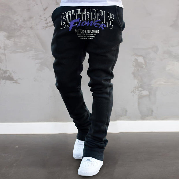 Trendy printed straight-leg street style sweatpants