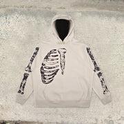 Personalized street style long-sleeved bone print hoodie