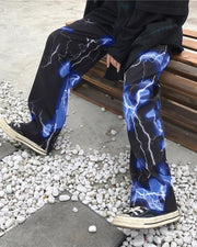 Retro lightning print slacks