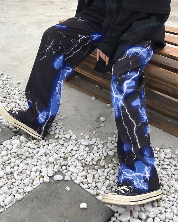 Retro lightning print slacks