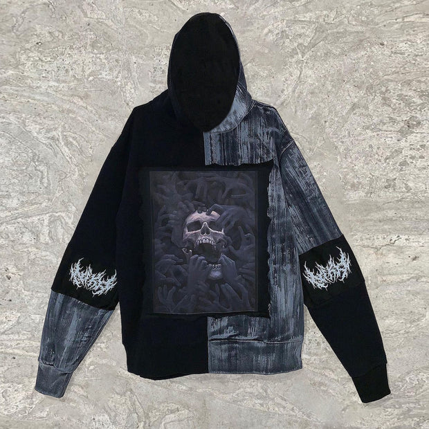 Dark wind personality skull tie-dye hoodie