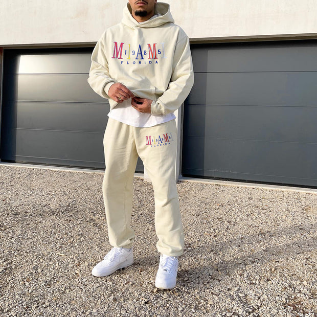 Fashion statement print preppy hooded sweatshirt set