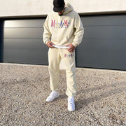 Fashion statement print preppy hooded sweatshirt set