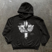 Vintage Angel Print Street Long Sleeve Hoodie