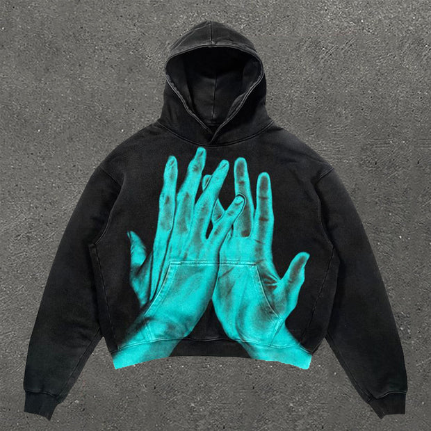 Hand Print Long Sleeve Hoodie