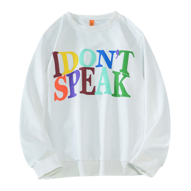 Rainbow Three-dimensional Foam Printing Long Sleeve Top Men's Pullover Terry Sweatshirt