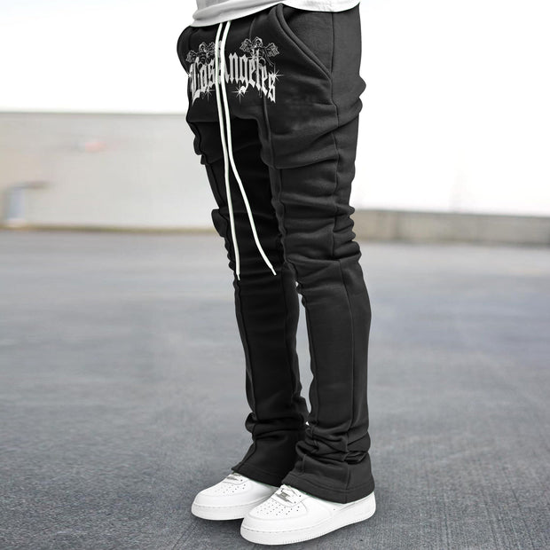 Retro Hip Hop LA Print Flared Pants