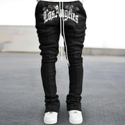 Retro Hip Hop LA Print Flared Pants