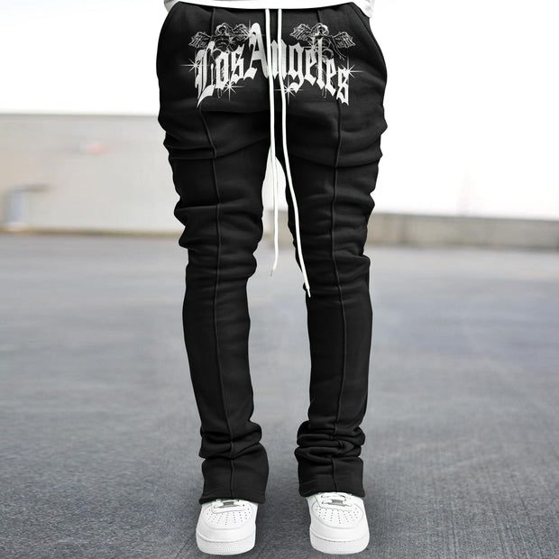 Retro Hip Hop LA Print Flared Pants