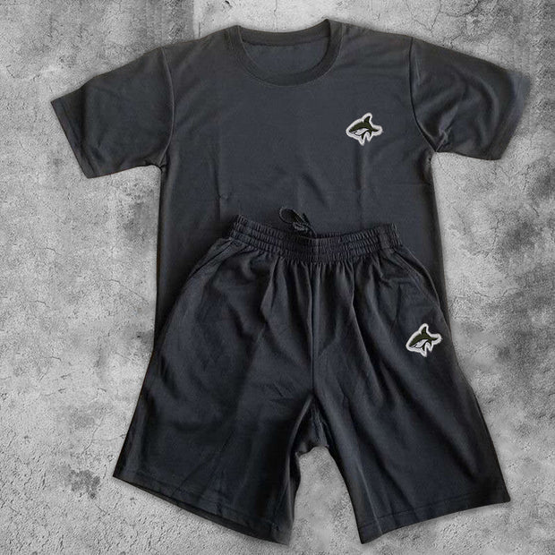 Casual Shark Fashion Loose Shorts Short Sleeve Suit Street Style