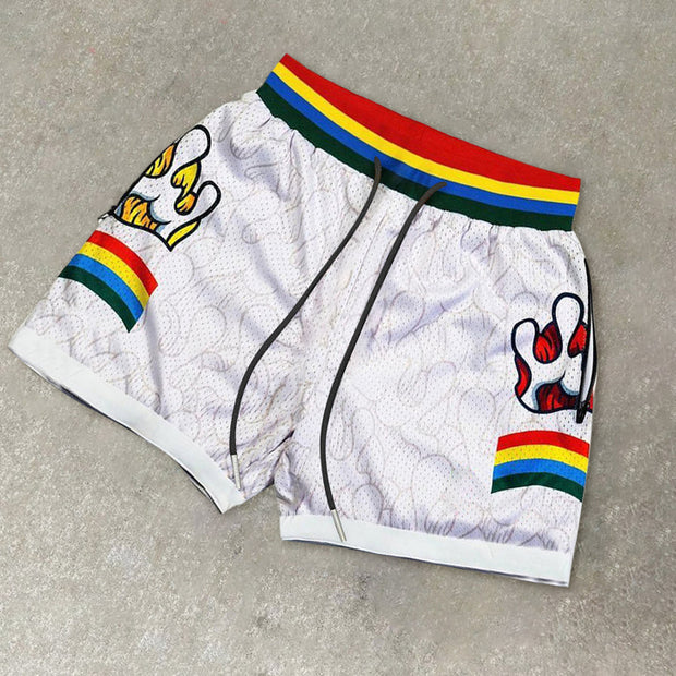 Tide brand retro print fashion street hip-hop shorts